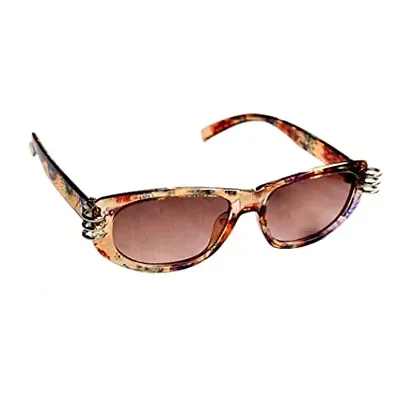 U V Protected Retro Square Sunglasses For Women  Girls (Free Size) (Brown)