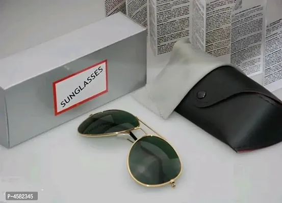 Metal Aviator Sunglasses With Leather Case