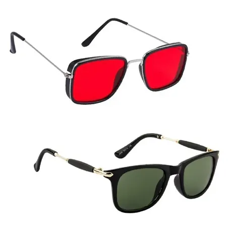 Unisex Multicoloured Rectangular Sunglasses