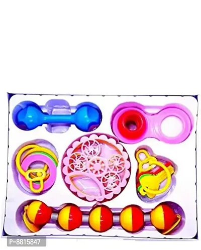 Rattel Colourful Plastic Non Toxic Attractive Rattle for New Born [pack of 6 In 1 box packing ]-thumb0