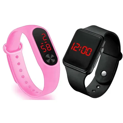 Colorful Kids Touch Digital LED Day Date Display with Slim Touch Band For Kids Unisex(Combo Pack of 2)