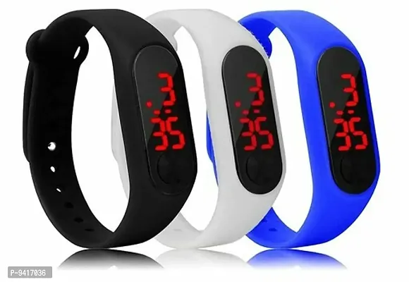 Unisex Digital Display Watch Band Combo pack of 3