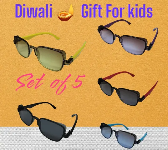 Kids Sunglasses, Pack of 5 Rectangular ,Square For Boys Girls (Age - 5 to yrs )