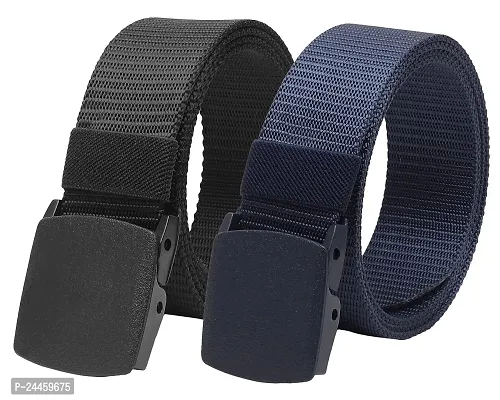 Unisex Nylon  Canvas Waist Belt For Men  Women, (Pack of 2), Fits on upto 40 inches Waist Size-thumb0