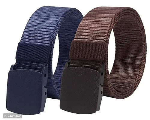 Unisex Nylon  Canvas Waist Belt For Men  Women, (Pack of 2), Fits on upto 40 inches Waist Size-thumb0