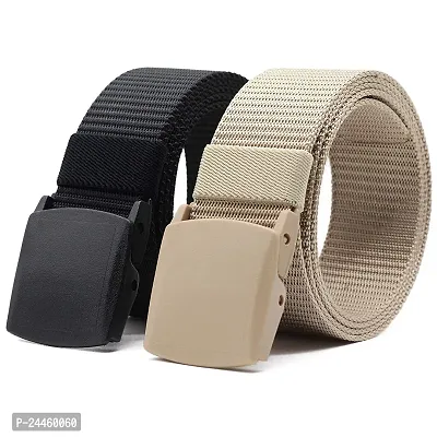 Unisex Nylon  Canvas Waist Belt For Men  Women, (Pack of 2), Fits on upto 40 inches Waist Size