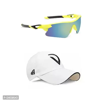 Mens Sports Sunglasses/Multi color/Light weight/U V Protected/Cricket/Cycling/Riding (Unisex) with adjustable Black Cap-thumb0