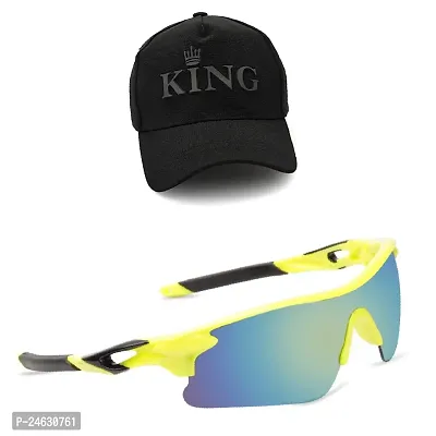 Mens Sports Sunglasses/Multi color/Light weight/U V Protected/Cricket/Cycling/Riding (Unisex) with adjustable Black Cap
