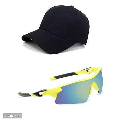 Mens Sports Sunglasses/Multi color/Light weight/U V Protected/Cricket/Cycling/Riding (Unisex) with adjustable Black Cap