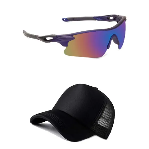 Mens Sports Sunglasses/Multi color/Light weight/U V Protected/Cricket/Cycling/Riding (Unisex) with adjustable Cap