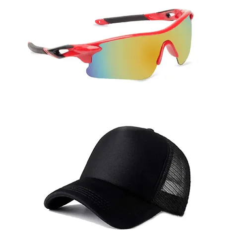 Mens Sports Sunglasses/Multi color/Light weight/U V Protected/Cricket/Cycling/Riding (Unisex) with adjustable Cap