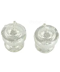 KALAPURI? Silver Plated Two Separate Haldi-Kunku karand/Kankavati/Kumkum Pooja Thali Set-thumb1