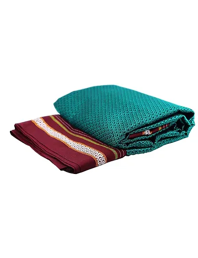 KALAPURI® Guledgudda Khun Fabric with Maroon Border for making Blouse/Kurtis/Patiala/with Contrast Border for Women