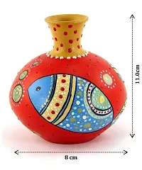 KALAPURI? Multicolored Made of Teracotta Clay Handicrafts ShowPiece Terracotta Vase/Pot with Fish Modern Art Painting-thumb2