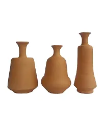 KALAPURI Handmade Mat Finish Mini Terracotta Pot Set of 3 Idols | Succulent Message Planter for Indoor Plants, Gardening Pot for Living Room, Home  Office Decoration | X-Small, Beige, Natural-thumb1