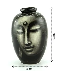 KALAPURI? Handmade Pots with Handpainted Bhudha Face Black Teracotta Design Home Decor/Flower Pot/Table Decor/Show Piece Gift Items-thumb3