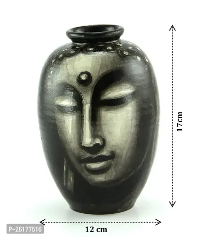 KALAPURI? Handmade Pots with Handpainted Bhudha Face Black Teracotta Design Home Decor/Flower Pot/Table Decor/Show Piece Gift Items-thumb4