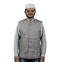 KALAPURI Traditional Handstitched Ready to Wear Typical White Baniya Topi with Pink Hand Embroidery for Groom or Dulha or Navardev Wedding/Marriage 1105-1-thumb4