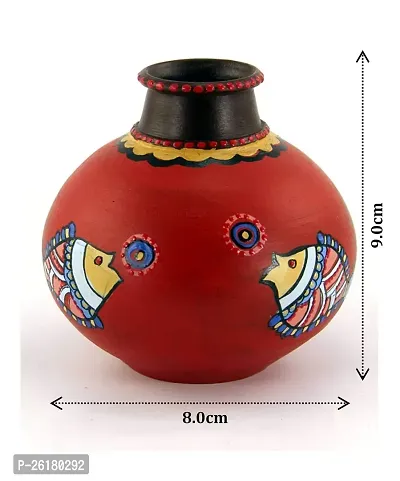 KALAPURI? Multicolored Made of Teracotta Clay Handicrafts ShowPiece Terracotta Vase/Pot with Fish Paintings-thumb2