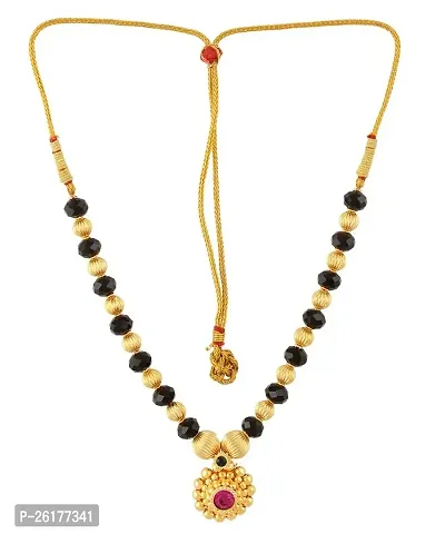 KALAPURI Traditional Handmade Jewellery Mani Pandal Unique Haar 24K Gold Plated Alloy Necklace for Women and Girls-thumb0