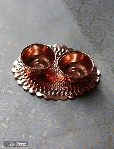 KALAPURI? Silver Plated Haldi-Kunku karand/Kankavati/Kumkum Pooja Thali Set-thumb3