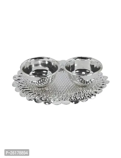 KALAPURI? Silver Plated Haldi-Kunku karand/Kankavati/Kumkum Pooja Thali Set-thumb0