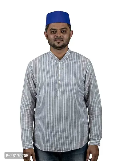 KALAPURI Traditional Handstitched Ready to Wear Typical Maharashtrain Blue Gandhi Topi (Turban) for Wedding/Traditional Functions 1112-3-thumb5