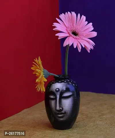 KALAPURI? Handmade Pots with Handpainted Bhudha Face Black Teracotta Design Home Decor/Flower Pot/Table Decor/Show Piece Gift Items