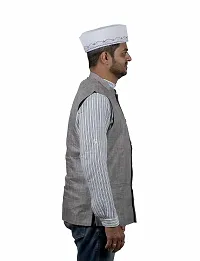 KALAPURI Traditional Handstitched Ready to Wear Typical White Baniya Topi with Hand Embroidery for Groom or Dulha or Navardev Wedding/Marriage 1102-2-thumb3