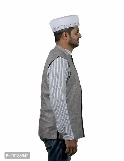 KALAPURI Traditional Handstitched Ready to Wear Typical White Baniya Topi with Hand Embroidery for Groom or Dulha or Navardev Wedding/Marriage 1102-2-thumb4