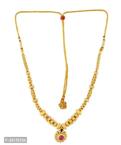 KALAPURI Traditional Handmade Jewellery Jijamata Thushi 24K Gold Plated Alloy Necklace for Women and Girls-thumb0