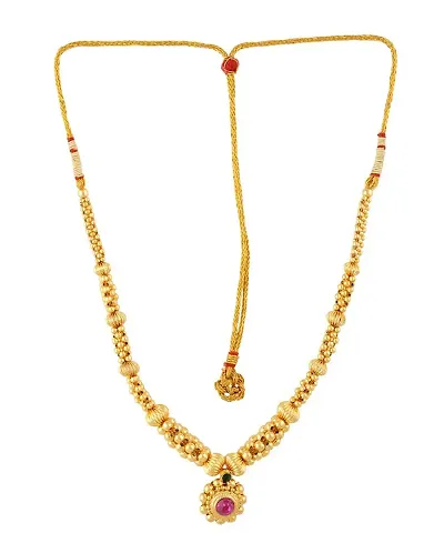 KALAPURI Traditional Handmade Jewellery Jijamata Thushi 24K Plated Alloy Necklace for Women and Girls