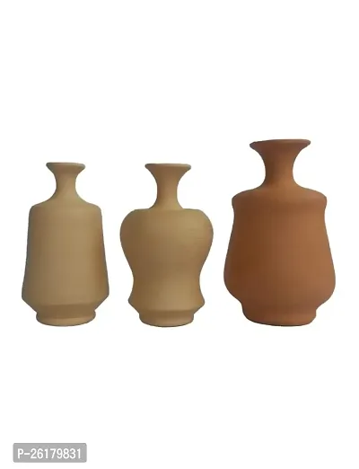 KALAPURI? Handmade Mini Set of Three Show Piece Terracotta Pot Set Idols and Figurines/Home d?cor/Showpieces