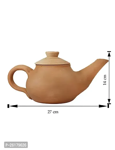 KALAPURI? Natural Handcrafted Terracotta Clay Tea Pot/Kettle of 750mL Used for Dining/Table Decor/Gift Items-thumb4