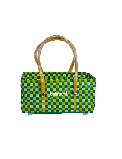 KALAPURI Reusable Multipurpose Basket| Beach Bag Shopping Bag |Grocery Basket | Hand Bag | Storage Basket |Hand Woven Bag | Lunch Bag | Wire Basket