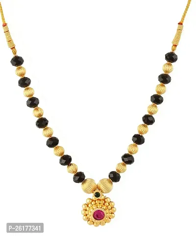 KALAPURI Traditional Handmade Jewellery Mani Pandal Unique Haar 24K Gold Plated Alloy Necklace for Women and Girls-thumb3