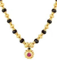 KALAPURI Traditional Yellow Handmade Jewellery Round Pandal Unique 24K Gold Plated Alloy Quartz Necklace for Women-thumb2