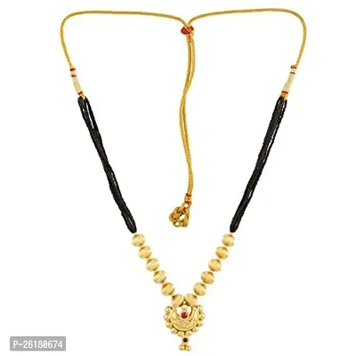 KALAPURIreg; Handmade Big Ghat Lambat Mani Thushi Mangalsutra Necklace With Chain for Women-thumb0