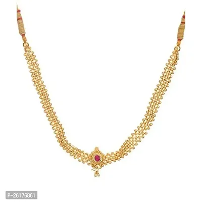 KALAPURI Traditional Handmade Jewellery Kolhapuri 24K Gold Plated Alloy Necklace for Women and Girls-thumb3