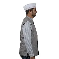 KALAPURI Traditional Handstitched Ready to Wear Typical White Baniya Topi with Pink Hand Embroidery for Groom or Dulha or Navardev Wedding/Marriage 1105-1-thumb3