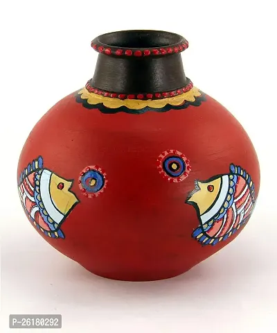 KALAPURI? Multicolored Made of Teracotta Clay Handicrafts ShowPiece Terracotta Vase/Pot with Fish Paintings