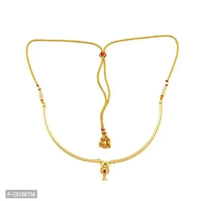 KALAPURI Traditional Handmade Jewellery Golden Small Pendant Fancy Pipe Thushi 24K Gold Plated Alloy Necklace for Women and Girls-thumb0