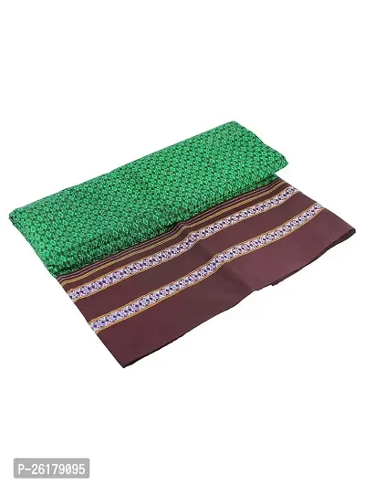 KALAPURI Guledgudda Forest Green Khun Fabric for making Blouse/Kurtis/Patiala/Palazzo/Gowns with Contrast Border for Women