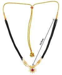 KALAPURI? Handmade Fancy Crystal Mani with Three Pendants 24K Gold Plated Alloy Mangalsutra With Chain for Women-thumb3