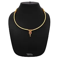 KALAPURI Traditional Handmade Jewellery Golden Small Pendant Fancy Pipe Thushi 24K Gold Plated Alloy Necklace for Women and Girls-thumb1