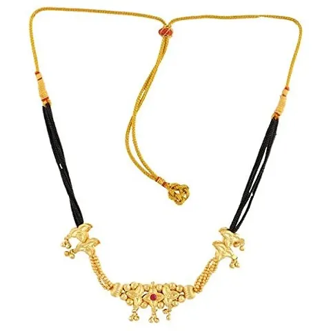 KALAPURIreg; Handmade Fancy Crystal Mani with Single Pendants 24K Plated Alloy Mangalsutra With Chain for Women