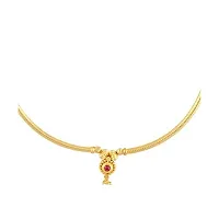 KALAPURI Traditional Handmade Jewellery Golden Small Pendant Fancy Pipe Thushi 24K Gold Plated Alloy Necklace for Women and Girls-thumb2