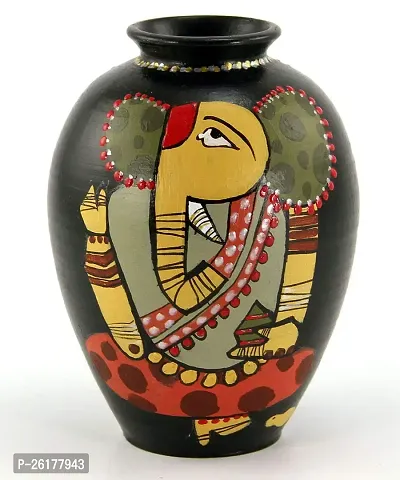 KALAPURI? Multicolored Made of Teracotta Clay Handicrafts ShowPiece Terracotta Vase/Pot with Modern Ganesh/Ganpati Painting