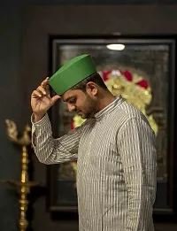 KALAPURI Traditional Handstitched Ready to Wear Typical Maharashtrain Green Gandhi Topi (Turban) for Wedding/Traditional Functions 1111-2-thumb1