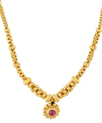 KALAPURI Traditional Handmade Jewellery Jijamata Thushi 24K Gold Plated Alloy Necklace for Women and Girls-thumb2